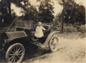 Primary view of object titled 'Charles P. Schulze, Jr., in car, c. 1914'.