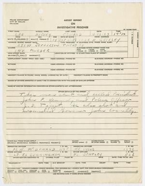 Primary view of object titled '[Arrest Report on Investigative Prisoner Lee Harvey Oswald #1]'.