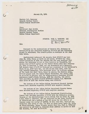 Primary view of object titled '[Report to W. P. Gannaway by Bob K. Carroll, January 29, 1964 #1]'.