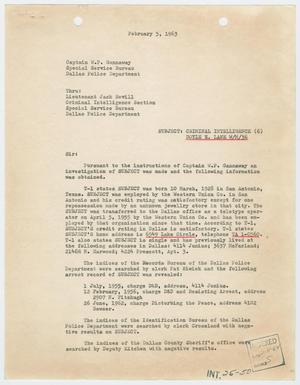 Primary view of object titled '[Report to W. P. Gannaway by W. S. Biggio, February 5, 1964 #1]'.