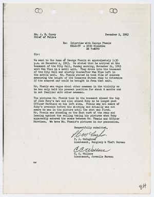 Primary view of object titled '[Report from P. G. McCaghren to Chief J. E. Curry, December 5, 1963]'.