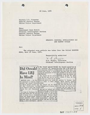 Primary view of object titled '[Report to W. P. Gannaway by W. S. Biggio, June 18, 1964 #2]'.