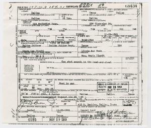 Primary view of object titled '[Certificate of Death for J.D. Tippett]'.
