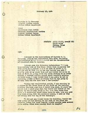 Primary view of object titled '[Report to W. P. Gannaway by P. M. Parks and M. H. Brumley, February 17, 1964 #3]'.