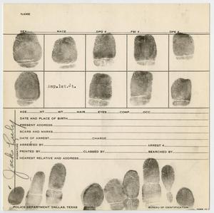 Primary view of object titled '[Fingerprints of Jack Ruby]'.