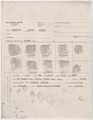 Primary view of object titled '[Fingerprint Card for James Ernest Wilkinson #2]'.