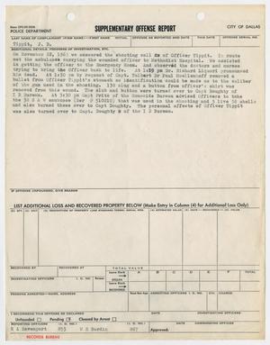 Primary view of object titled '[Supplementary Offense Report Concerning Shooting of Officer Tippit #1]'.