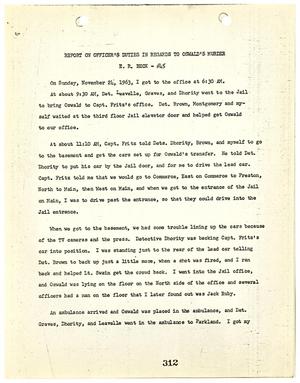 Primary view of object titled '[Report on Officer's Duties by E. R. Beck, regarding the murder of Lee Harvey Oswald #1]'.