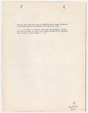 Primary view of object titled '[Typed excerpt from recording of an interview with Chief J. E. Curry]'.