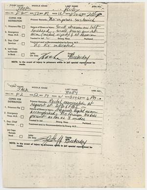 Primary view of object titled '[Prison Medical Record for Jack Ruby, November 24, 1963 #2]'.