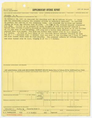 Primary view of object titled '[Supplementary Offense Report Concerning Shooting of Officer Tippit #3]'.