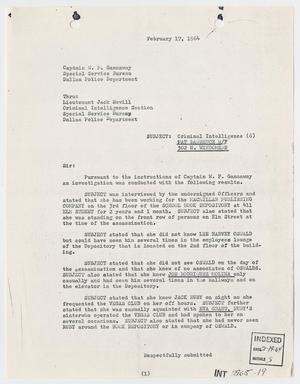 Primary view of object titled '[Report to W. P. Gannaway by V. J. Brian and R. W. Westphal, February 17, 1964 #2]'.