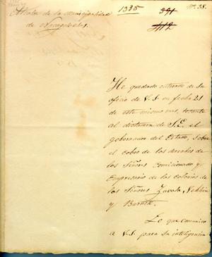 Primary view of object titled '[Letter from Alcalde to Political Chief] March 24th, 1835'.