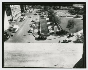 Primary view of object titled '[Aerial View from Book Depository]'.
