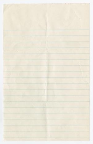 Primary view of object titled '[Blank Piece of Lined Paper]'.
