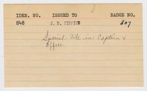 Primary view of object titled '[Personnel Record for J. D. Tippit]'.
