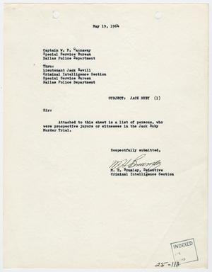 Primary view of object titled '[Report to W. P. Gannaway by M. H. Brumley, May 19, 1964]'.
