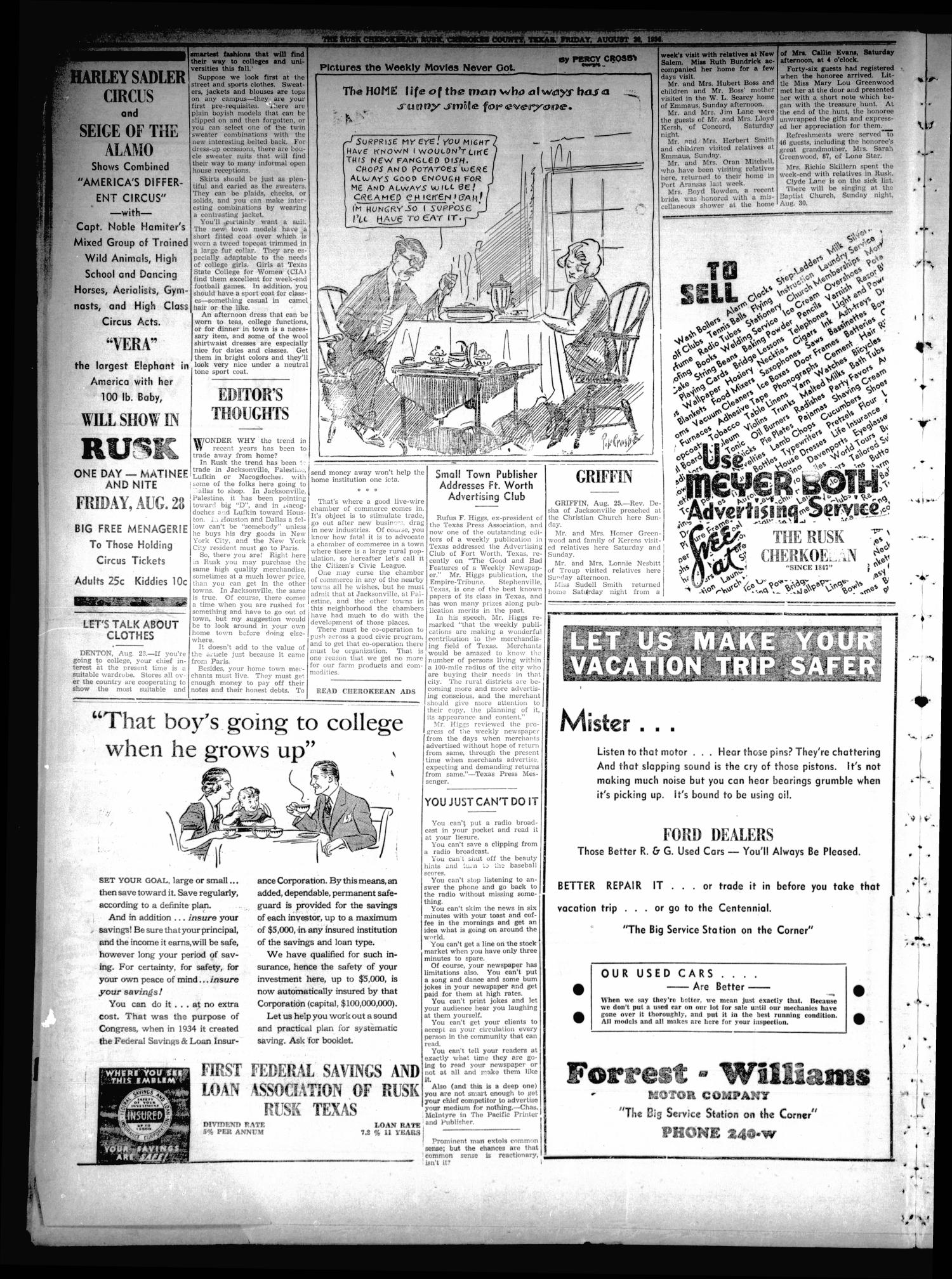 The Rusk Cherokeean (Rusk, Tex.), Vol. 18, No. 6, Ed. 1 Friday, August 28, 1936
                                                
                                                    [Sequence #]: 4 of 8
                                                