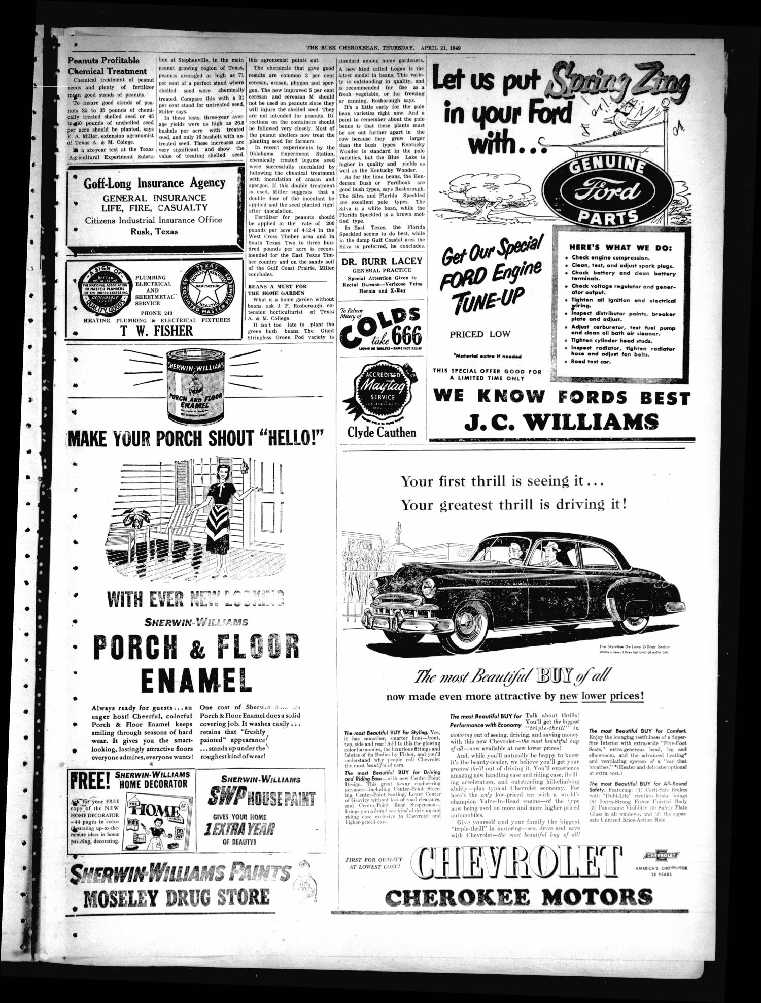 The Rusk Cherokeean (Rusk, Tex.), Vol. 101, No. 40, Ed. 1 Thursday, April 21, 1949
                                                
                                                    [Sequence #]: 7 of 10
                                                