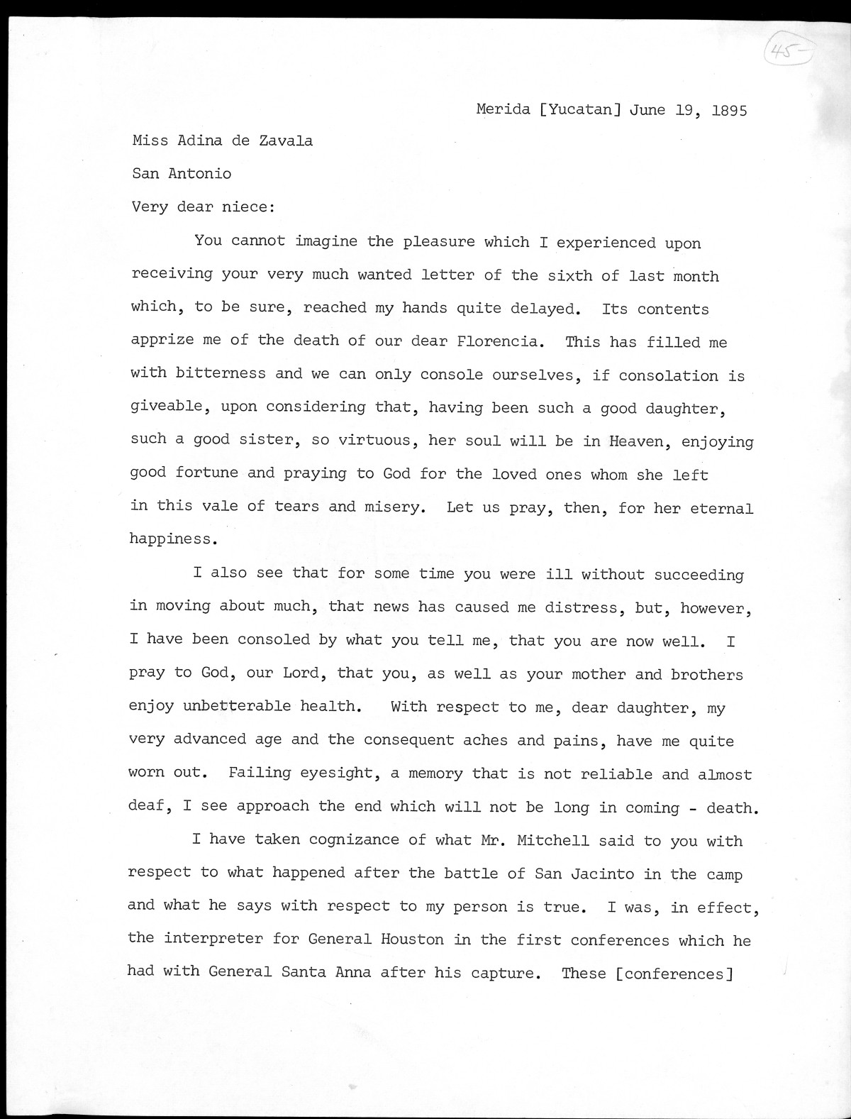 [Letter from de Zavala Jr to Adina June 19th 1895]
                                                
                                                    [Sequence #]: 1 of 3
                                                