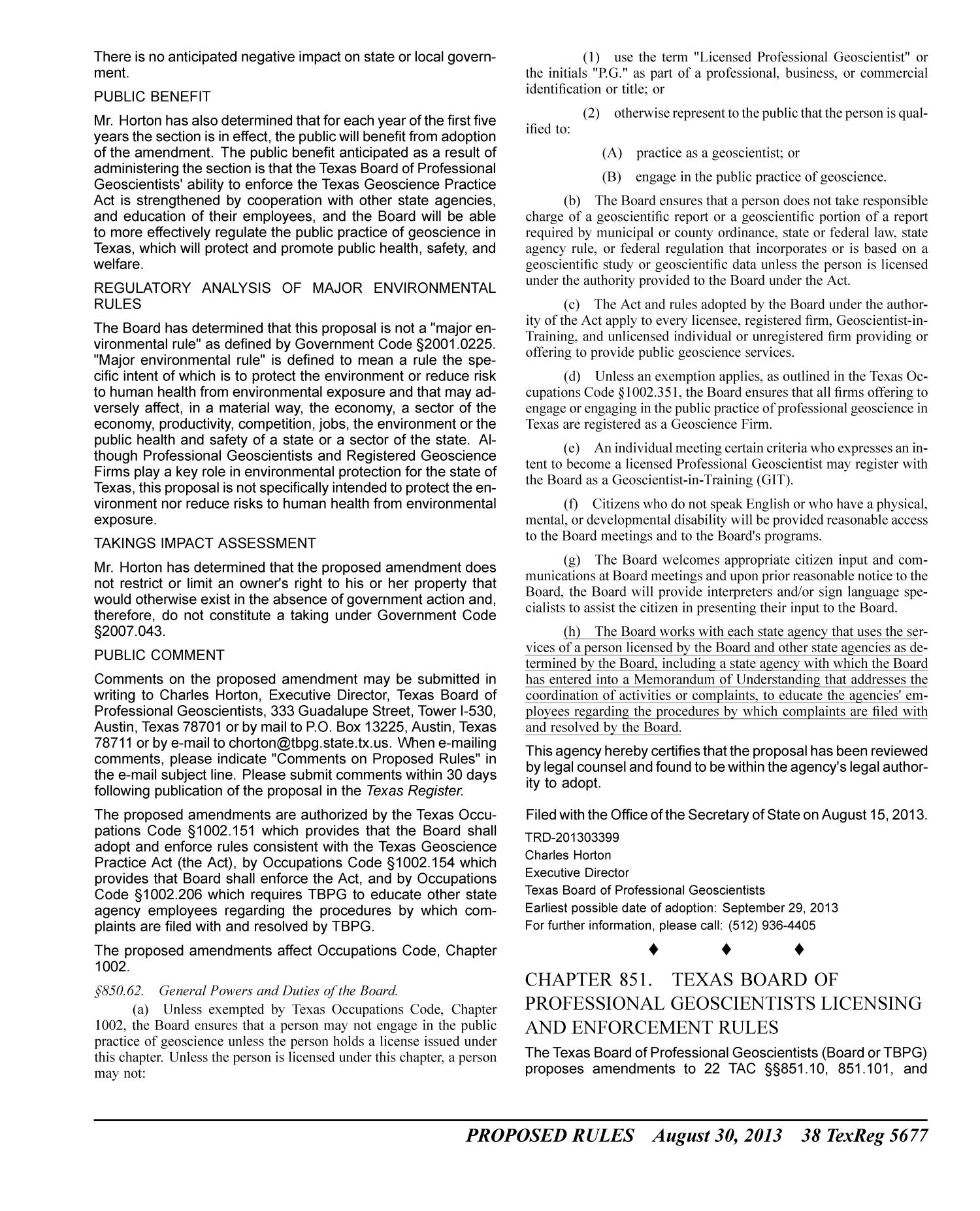 Texas Register, Volume 38, Number 35, Pages 5587-5800, August 30, 2013
                                                
                                                    5677
                                                
