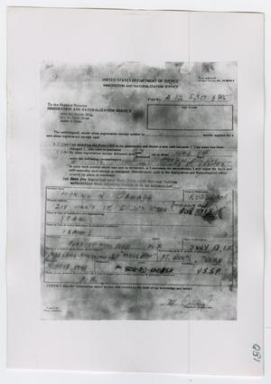 Primary view of object titled '[Photograph of Immigration Document]'.