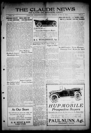 Primary view of object titled 'The Claude News (Claude, Tex.), Vol. 14, No. 37, Ed. 1 Friday, June 2, 1916'.