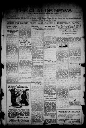 Primary view of object titled 'The Claude News (Claude, Tex.), Vol. 14, No. 5, Ed. 1 Friday, October 22, 1915'.