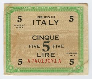 Primary view of object titled '[5 Italian Lire]'.