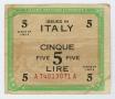 Thumbnail image of item number 1 in: '[5 Italian Lire]'.