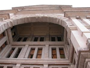 Primary view of object titled 'Looking up the south face of the Texas State Capitol'.