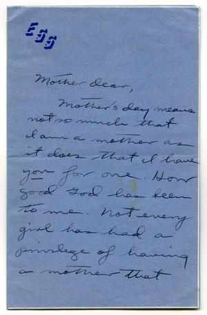 Primary view of object titled '[Letter from Betty Scrivner to her Mother]'.
