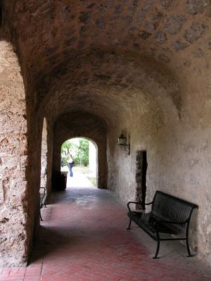 Primary view of object titled 'Arched walkway at Mission Concepción'.