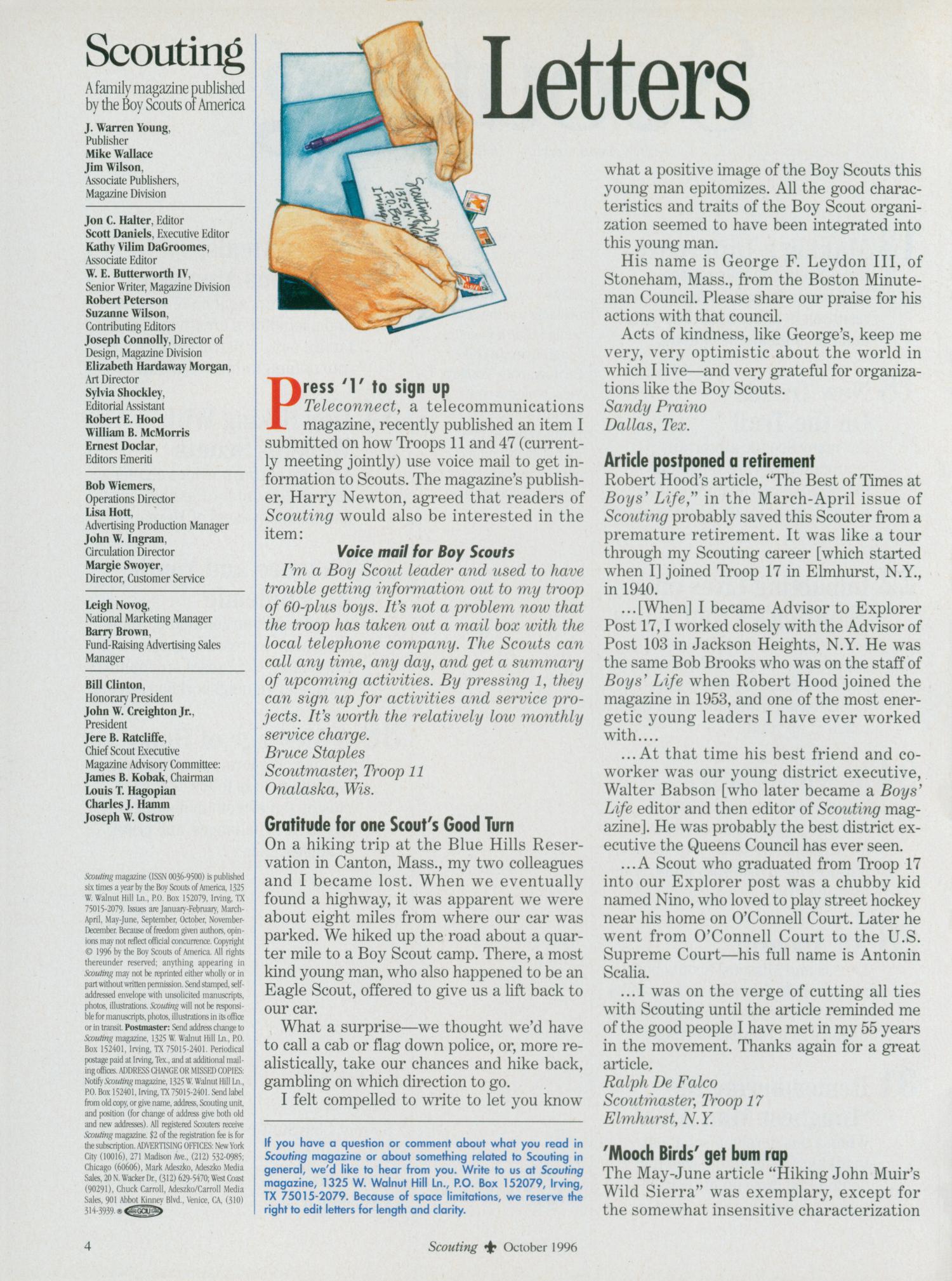 Scouting, Volume 84, Number 5, October 1996
                                                
                                                    4
                                                