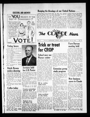 Primary view of object titled 'The Claude News (Claude, Tex.), Vol. 71, No. 10, Ed. 1 Thursday, October 27, 1960'.