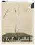 Photograph: [Man climbing flag pole]