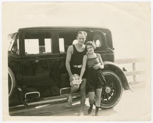 Primary view of object titled '[Ormer Locklear and Viola Dana by the beach]'.