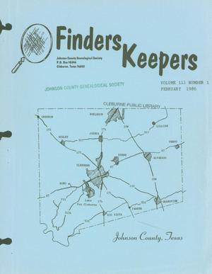 Primary view of object titled 'Finders Keepers, Volume 3, Number 1, February 1986'.