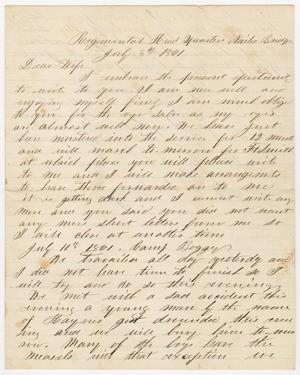 Primary view of object titled '[Letter from Joseph A. Carroll to Celia Carroll, July 8, 1861]'.