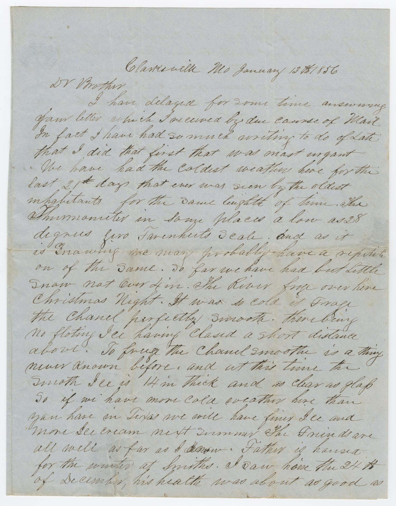 [Letter from Edward B. Carroll to Joseph A. Carroll, January 13, 1856]
                                                
                                                    [Sequence #]: 1 of 4
                                                
