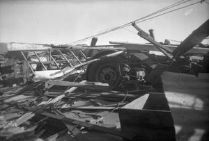Primary view of object titled '[Photograph of Farm Equipment and Debris]'.