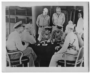 Primary view of object titled '[Negotiating the surrender of Mili Atoll with the Japanese]'.