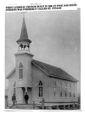 Primary view of object titled 'First Catholic Church built in 1880'.