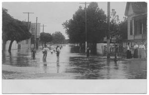 Primary view of object titled '[Postcard of Flooded Street]'.