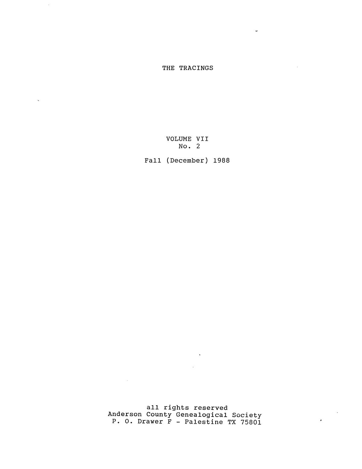 The Tracings, Volume 7, Number 2, Fall 1988
                                                
                                                    None
                                                