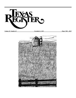 Primary view of object titled 'Texas Register, Volume 38, Number 45, Pages 7803-8022, November 8, 2013'.