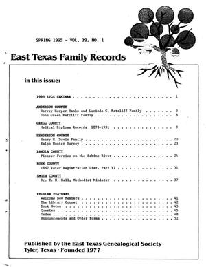 Primary view of object titled 'East Texas Family Records, Volume 19, Number 1, Spring 1995'.