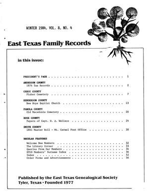 Primary view of object titled 'East Texas Family Records, Volume 8, Number 4, Winter 1984'.