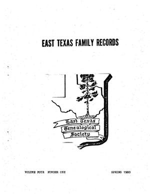Primary view of object titled 'East Texas Family Records, Volume 4, Number 1, Spring 1980'.