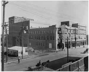 Primary view of object titled '[Majestic Theatre and Surrounding Businesses in Fort Worth, Texas]'.